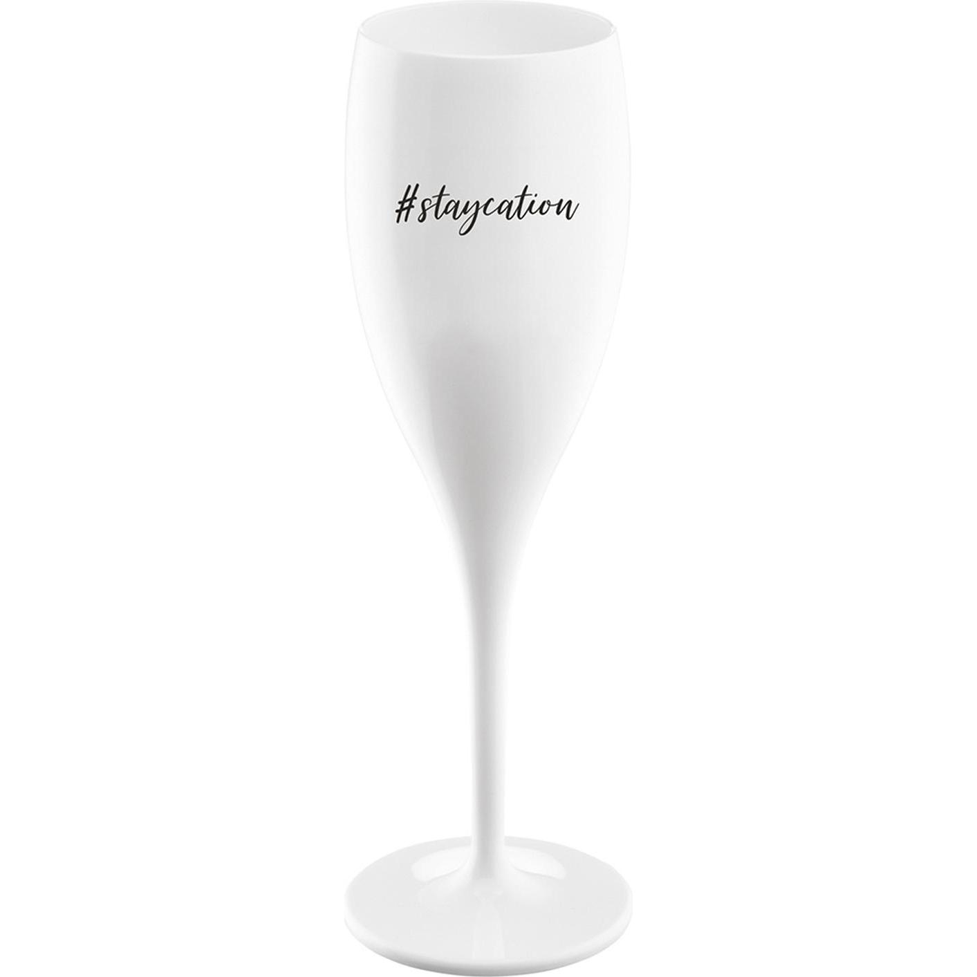 Koziol Sektglas 100 ml mit Druck CHEERS No. 1 STAYCATION, Weingläser, Weiss