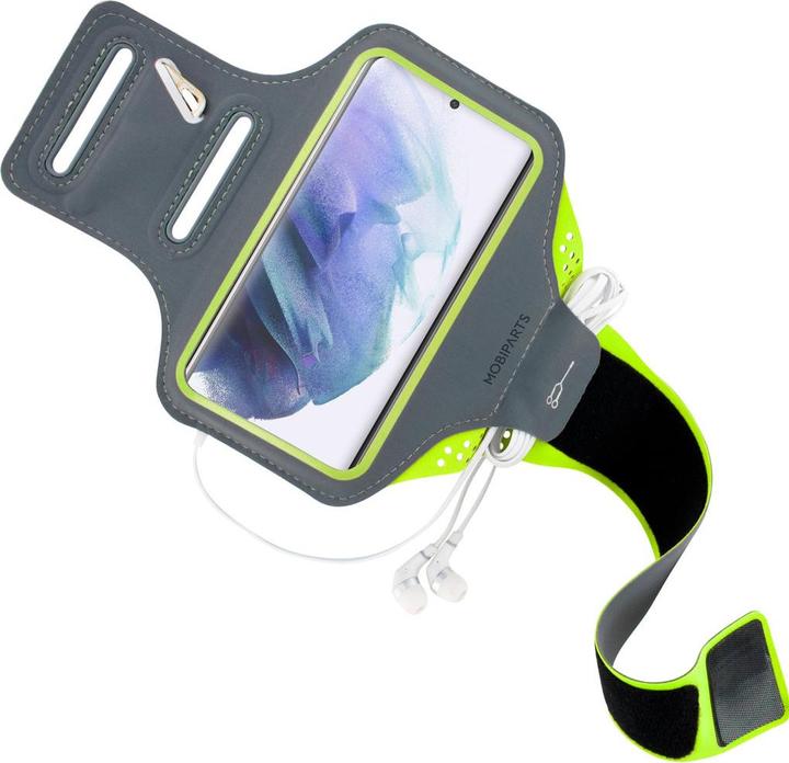 Actual product image Mobiparts Comfort Fit Sport Armband Samsung Galaxy S21 Neon Green