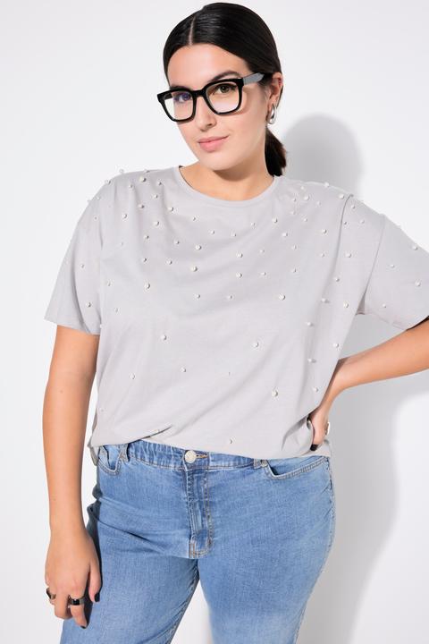 Image du produit Studio Untold T-shirt oversize, perles fantaisie, manches courtes (50, 52)