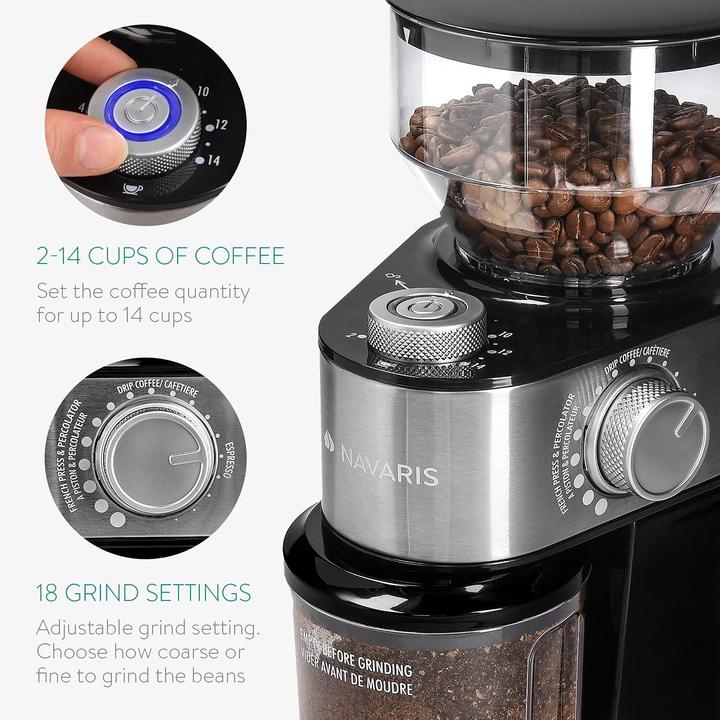 Produktbild Navaris Kaffeemühle mit Scheibenmahlwerk