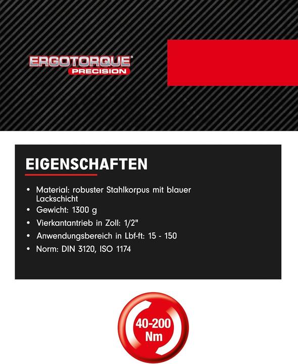 Produktbild KS Tools Ratschen-Drehmomentschlüssel (1/2", 40 - 200 Nm)