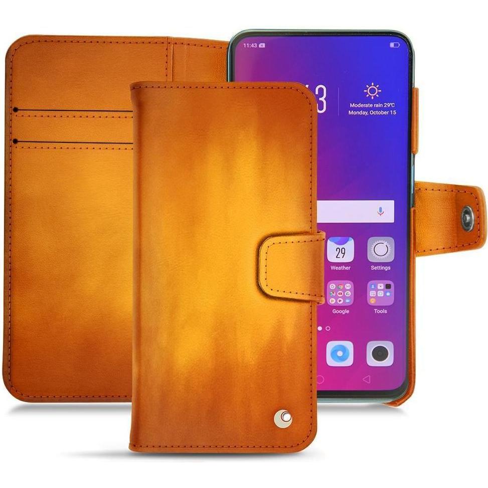 Noreve Lederschutzhülle Wallet (Oppo Find X), Smartphone Hülle, Orange