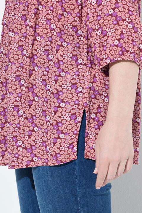 Produktbild Ulla Popken Smokbluse, Blüten, A-Linie, Rundhals, 3/4-Arm (42, 44)