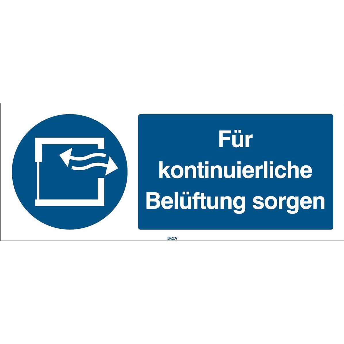 Brady ISO-Sicherheitsschild - Für kontinuierliche Belüftung sorgen (311885)
