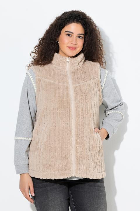 Produktbild Ulla Popken Teddyweste, Stehkragen, Tunnelzug, ärmellos (54)