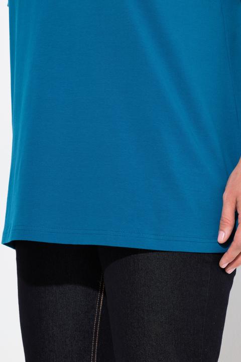 Immagine prodotto Ulla Popken T-shirt dal taglio svasato con scollo a tunica e mezze maniche (42, 44)