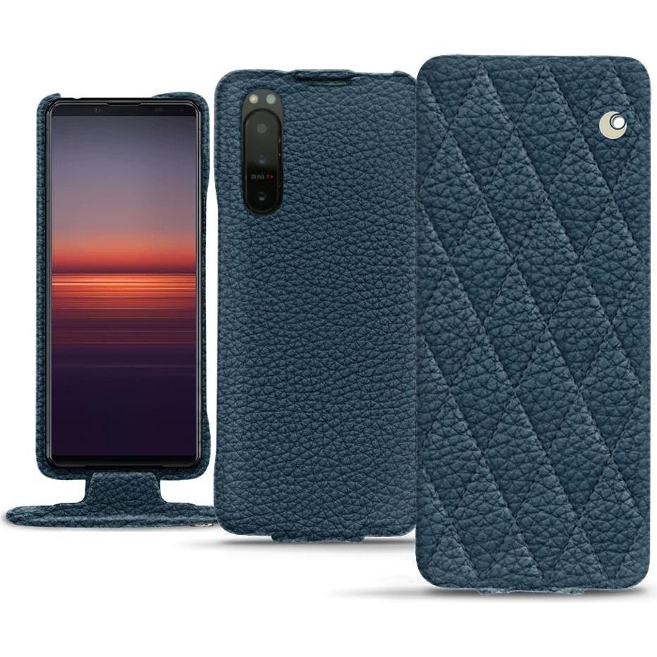 Noreve Lederschutzhülle vertikal (Sony Xperia 5 II), Smartphone Hülle, Blau