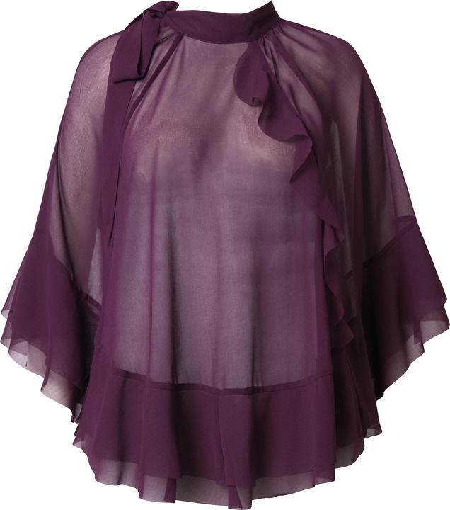 Produktbild Ulla Popken Cape-Bluse, Chiffon, Stehkragen, Schal (50, 52, 54, 56)