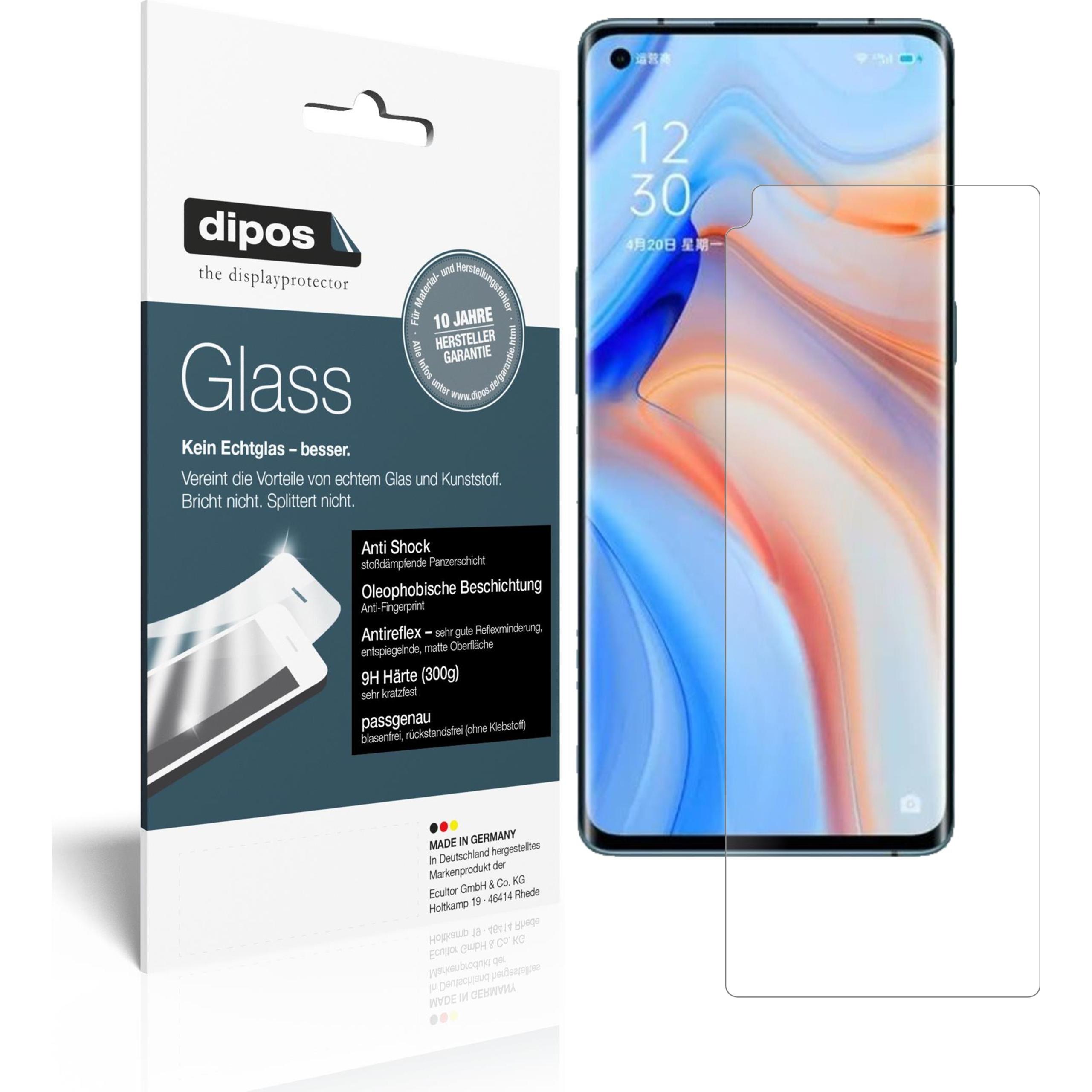 Dipos Displayschutz Anti-Shock (2 Stück, Oppo Reno 4 Pro), Smartphone Schutzfolie, Transparent