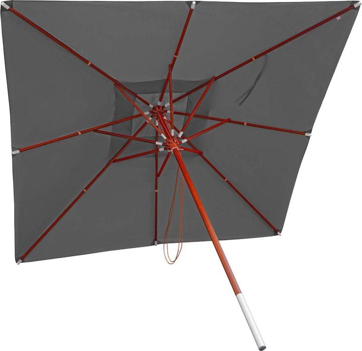 Actual product image Mendler Gastronomy wooden parasol, garden parasol, polyester/wood 14kg, square 3x3m rope pull shockproof - a (3 m)