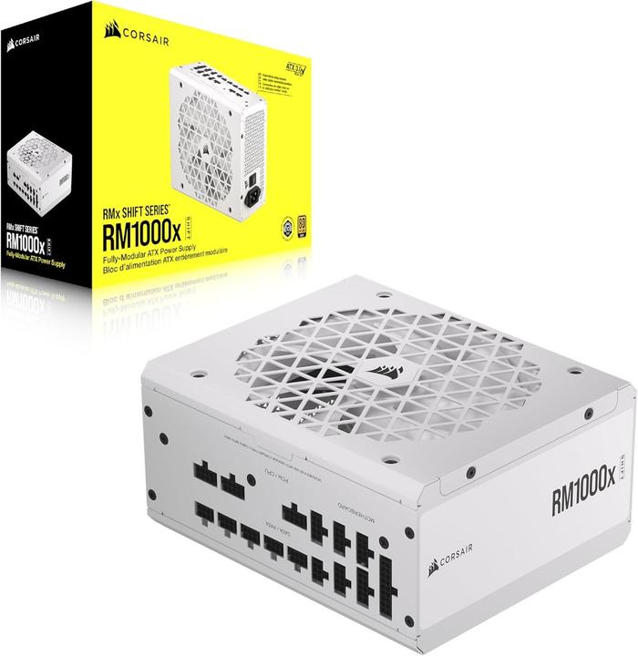 Produktbild Corsair RMx Shift White Series, RM1000x Shift White, 1000 Watt, 80 PLUS GOLD Certified, Fully Modular Power (1000 W)