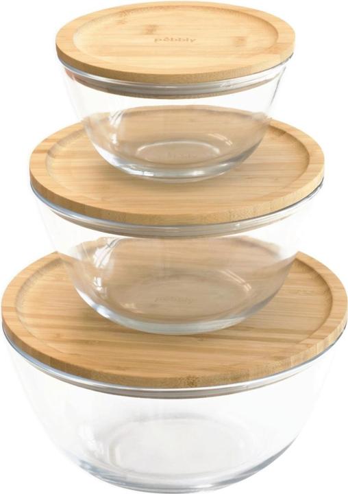Immagine prodotto Pebbly Barattolo di vetro con coperchio di bambù, 0.77l, Ø15x8.2cm, rotondo (0.77 l)