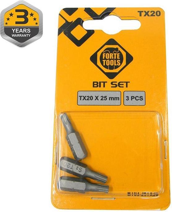 Actual product image Forte tools SCREWDRIVER BIT TX20X25MM 3PCS