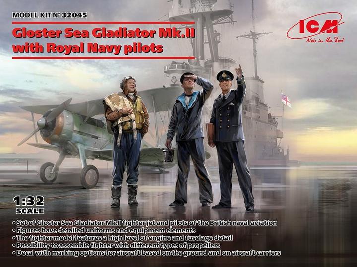 Actual product image ICM Gloster Sea Gladiator Mk.II with Royal Navy pilots