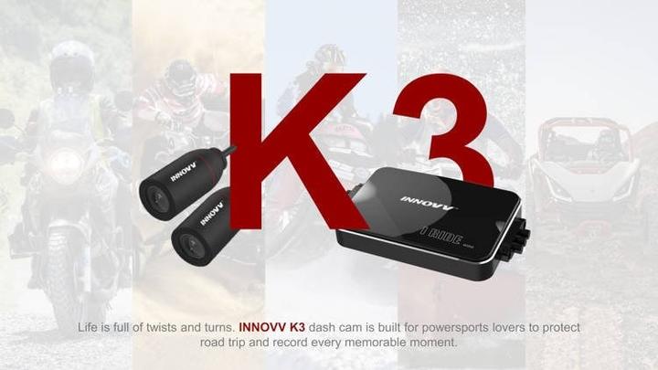 Innovv K3 - Motorrad-Videorecorder mit 2 Kameras (GPS-Empfänger, Eingebautes Mikrofon, Full HD)