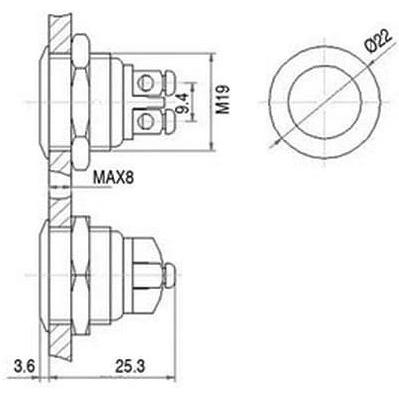 Thumbnail - Velleman Flat Stainless Steel Push Button Spst 1No, Taster + Schalter, Grau