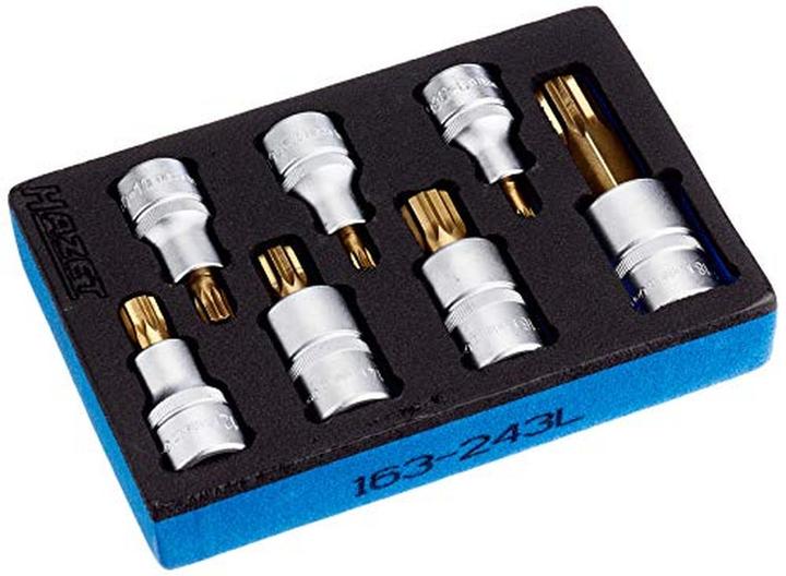 Actual product image HAZET Screwdriver socket set ∙ XZN 163-243/7 ∙ Square, hollow 12.5 mm (1/2 inch) ∙ Internal serrati…