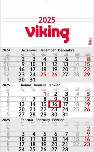 Image du produit Viking Calendrier 2025 3 mois / 1 page allemand,anglais,français (Non contraignant)