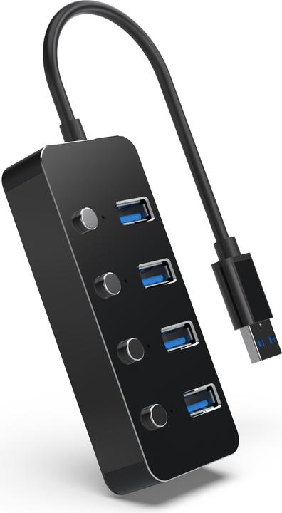 Produktbild Gembird USB 3.1 Gen 1 4-Port Hub mit Schaltern schwarz (USB-C, 4 Ports)