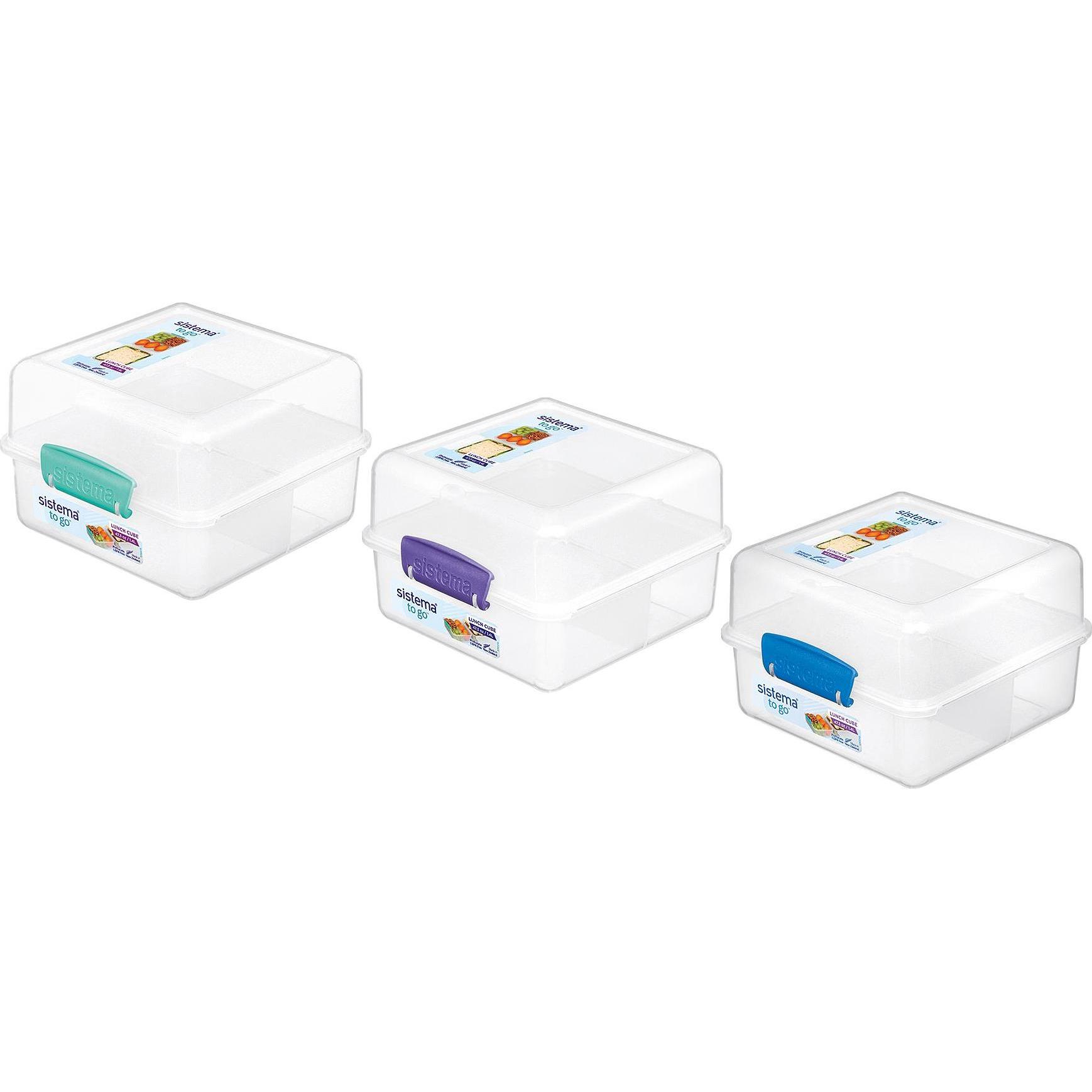 4x Sistema Cube To Go, Lunchbox, Pink, Transparent