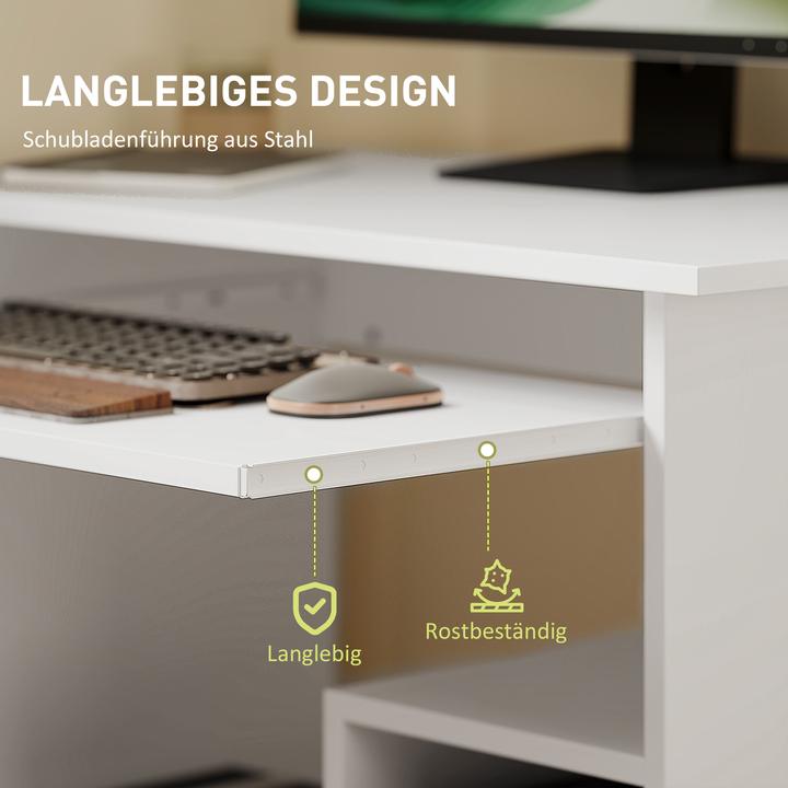 Image du produit Homcom Computertisch Spanplatte Weiss (45 x 80 x 75 cm)