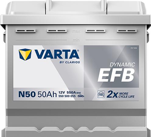 Immagine prodotto Varta N50 Blue Dynamic EFB 550 500 055 Batteria per auto 50Ah (50 Ah, 550 A)