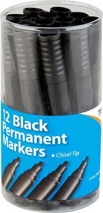 Actual product image Tiger Large Chisel Tip Permanent Markers (Pack of 12) (Black, 4.50 mm, 12 x)