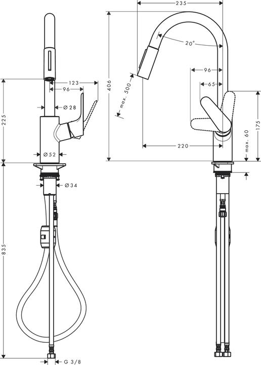 Actual product image hansgrohe Focus M41 single-lever kitchen mixer 240, pull-out shower, 2 spray types