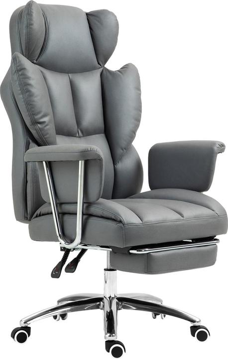Actual product image Swisshandel24 Ergonomischer Bürostuhl, gepolstert, mit Fussstütze, verstellbarer Lehne, 360° drehbar, Dunkelgrau (46 - 54 cm)