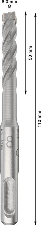 Productafbeelding Bosch Professional Zubehör PRO SDS plus-5X hamerboor, 8 x 50 x 110 mm (8 millimeter)