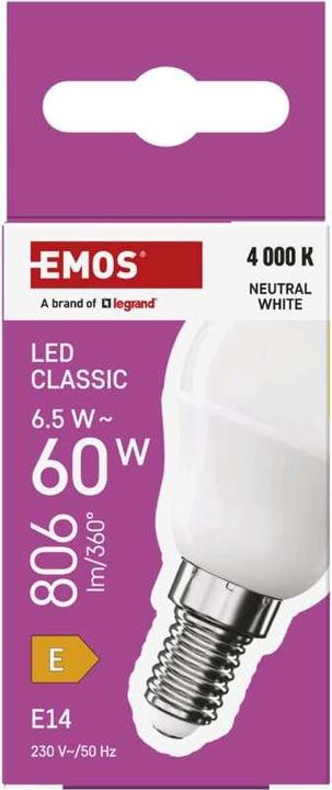 Produktbild Emos LED Lampe Classic Mini Globe / E14 / 6,5 W (60 W) / 806 lm / Neutral Weiss (E14, 806 lm, 1 x)