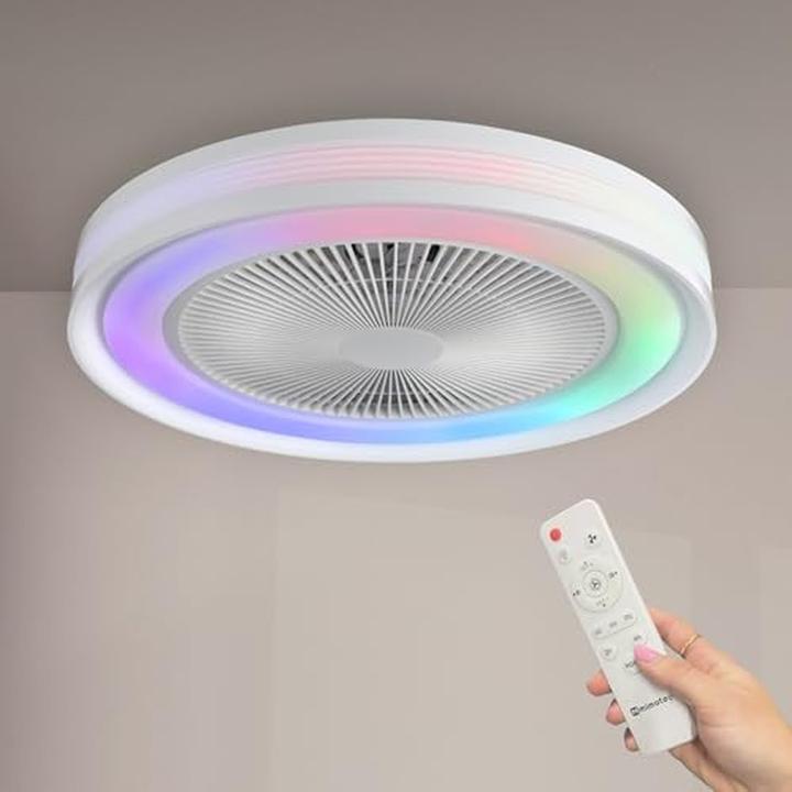 M Mimotec Dimmbarer LED-Deckenventilator mit Farbwechsel, Fernbedienung, für Sommer und Winter
