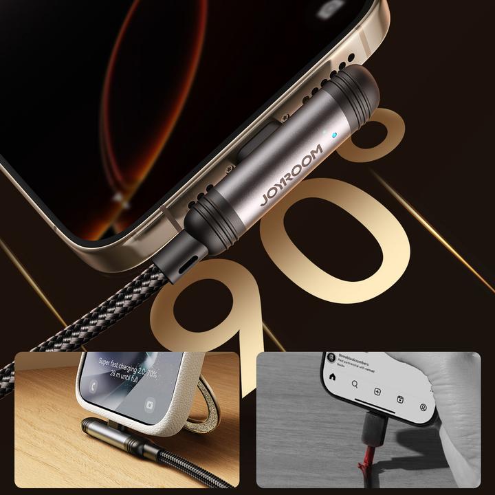 Produktbild Joyroom USB-A to Lightning Angled Fast Charging Cable 3A, 1.2m - Black (1.20 m, USB 2.0)