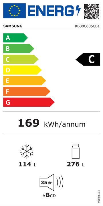 Energy Label Samsung KOELKAST COMBI RB38C605CB1/EF