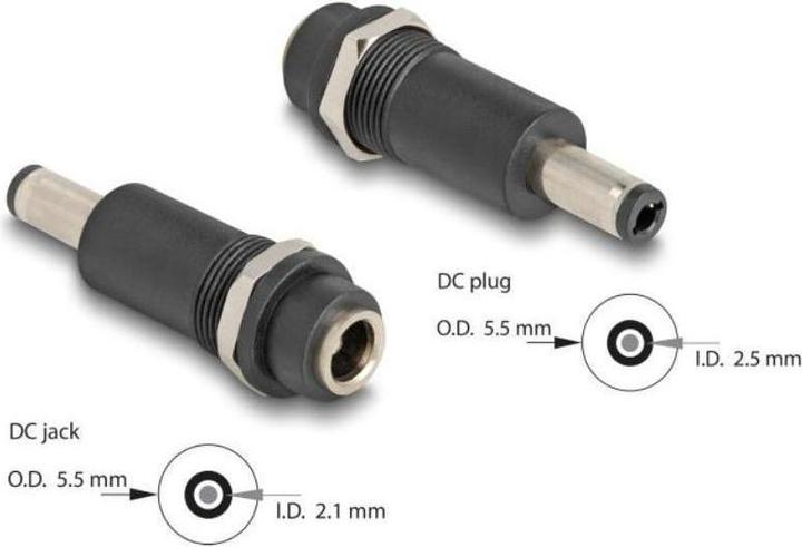 Delock Adapter DC 5,5 x 2,1 mm Buchse zu DC 5,5 x 2,5 mm Ste