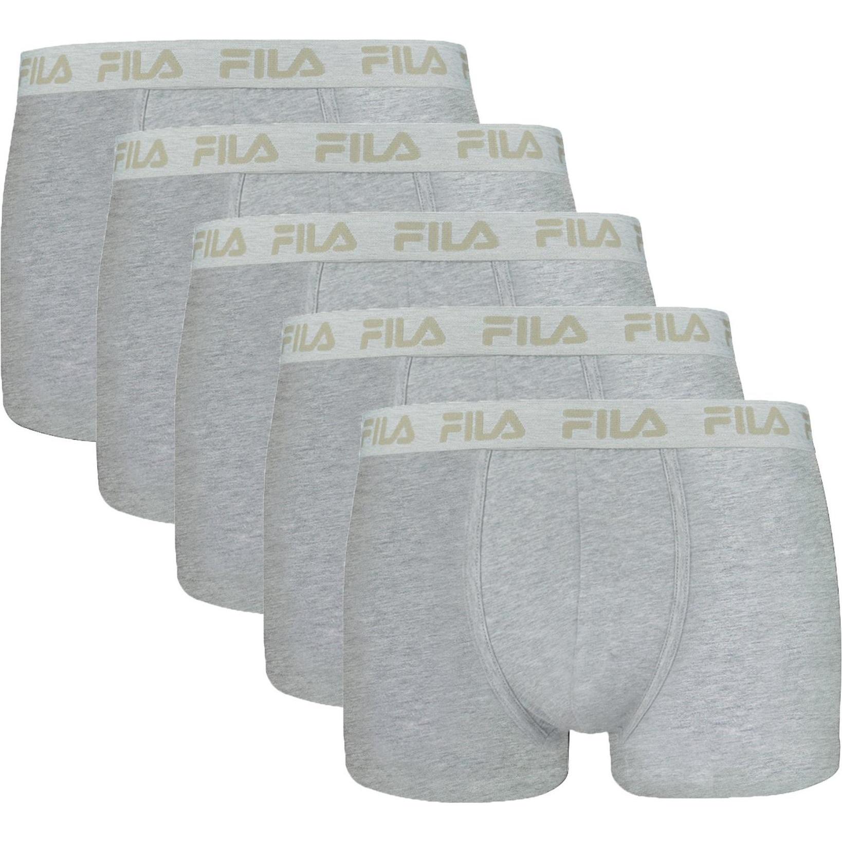 FILA, Herren, Unterhosen, Boxershorts Casual Stretch, Grau, (S, 5er Pack)