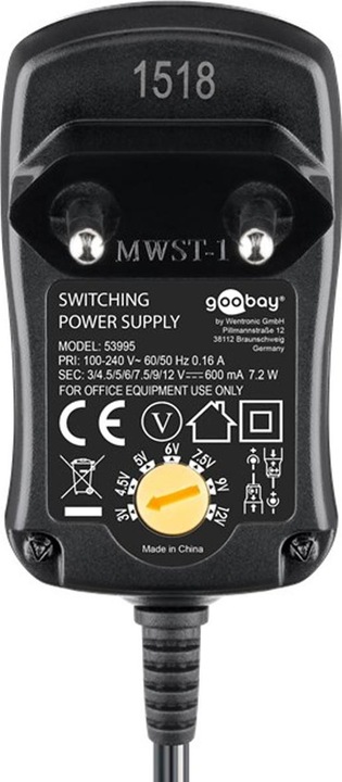 Image du produit Goobay 3 V - 12 V Universal-Netzteil 0.6 A