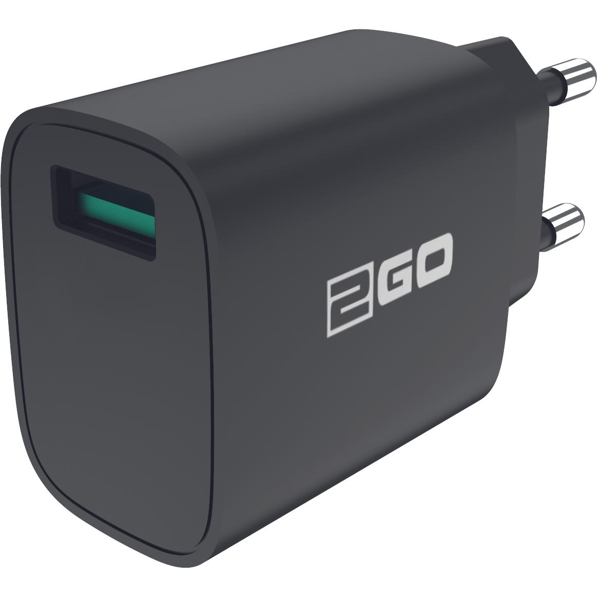 Thumbnail - 2GO Schnell-Ladegerät 1x Universal schwarz (18 W), USB Ladegerät, Schwarz