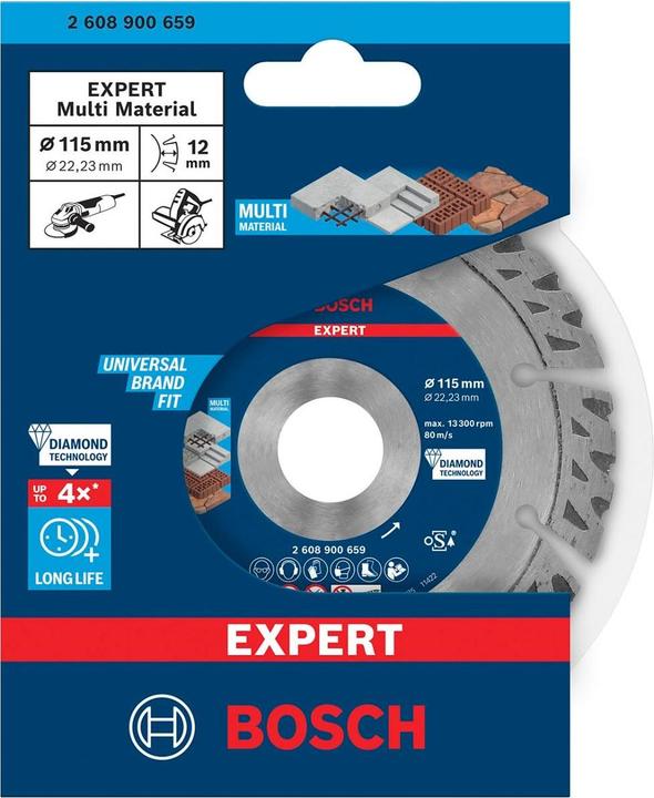 Immagine prodotto Bosch Professional Zubehör Dischi diamantati EXPERT MultiMaterial, 115 x 22,23 x 2,2 x 12 mm
