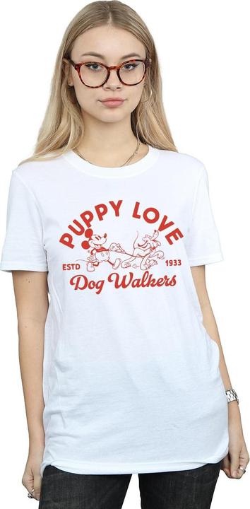 Actual product image Disney Womens/Ladies Mickey Mouse Puppy Love Cotton Boyfriend T-Shirt (L)