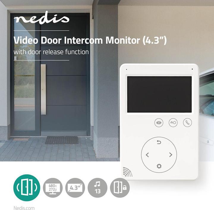 Actual product image Nedis Security camera for door - 4.3" - unlock function - colour monitor - white (Funk)