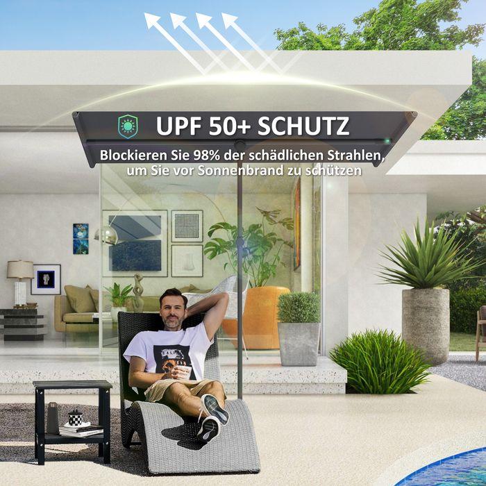 Immagine prodotto Swisshandel24 Sonnenschirm 180 Grad drehbar Höhenverstellbar Alu 150x205cm Dunkelgrau (2.05 m)