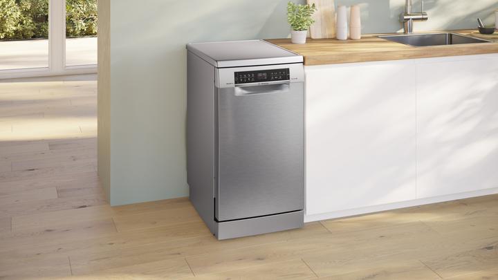 Image du produit Bosch Hausgeräte Serie 6, Freistehender Geschirrspüler, 45 cm, Gebürsteter Stahl mit Anti-Fingerprint, SPS6EMI21E