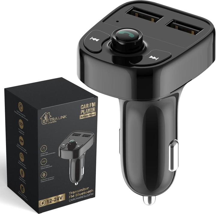 Extralink FM transmitter for the car with Smart Life charging function 2xUSB-A black
