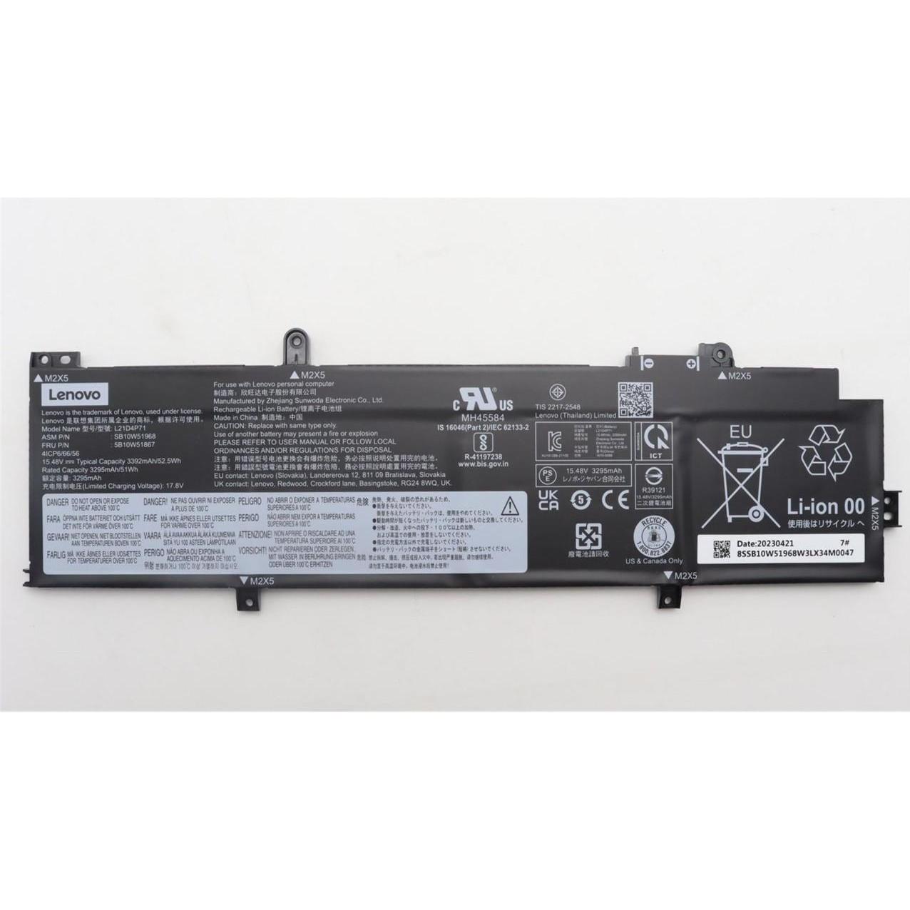 Lenovo BATTERY Internal, 4c, 52.5Wh (4 Zellen), Notebook Akku