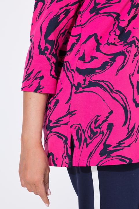 Immagine prodotto Ulla Popken Maglia dal taglio svasato con effetto marmo, scollo a cuore e maniche a 3/4 (60)