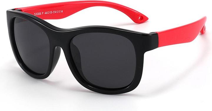 Produktbild Techsuit - Sunglasses Polarised (8306-C14) - for Babies, Square Shape, with Strap - Black / Red