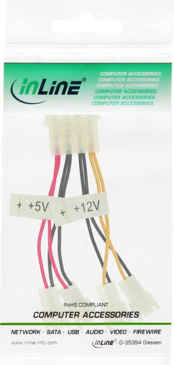 Produktbild InLine Lüfter Adapterkabel (10 cm, 3 Pin)