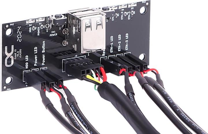 Produktbild Alphacool Front I/O-Panel mit USB 2.0 und Kabelsatz für Servergehäuse