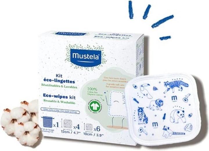Image du produit Mustela Lot de 6 Lingettes Lavables - Blanc et Bleu (6 pièce(s))
